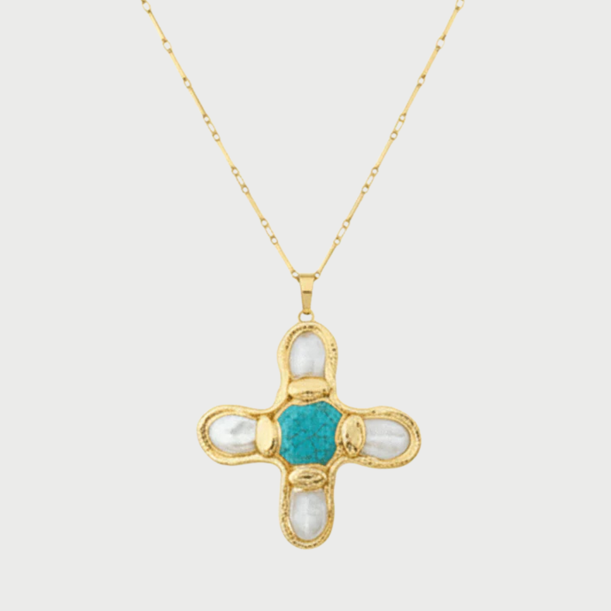 AQUA CROSS NECKLACE